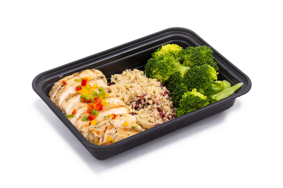 Grilled Chicken Breast, Plain, 4oz with Green Beans, 1/4th Cup Cranberry Almond Quinoa + Avocado