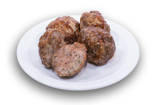 2 BBQ Beef Meatballs, with Asparagus + Avocado