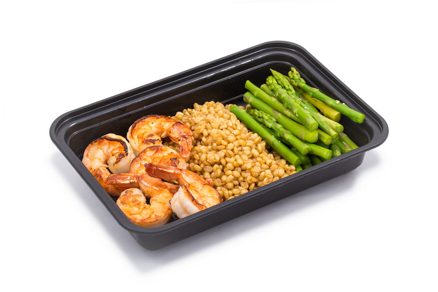 Shrimp, Plain 6oz, with Zucchini & Squash and 1/4th Cup Sweet Potatoes + Avocado