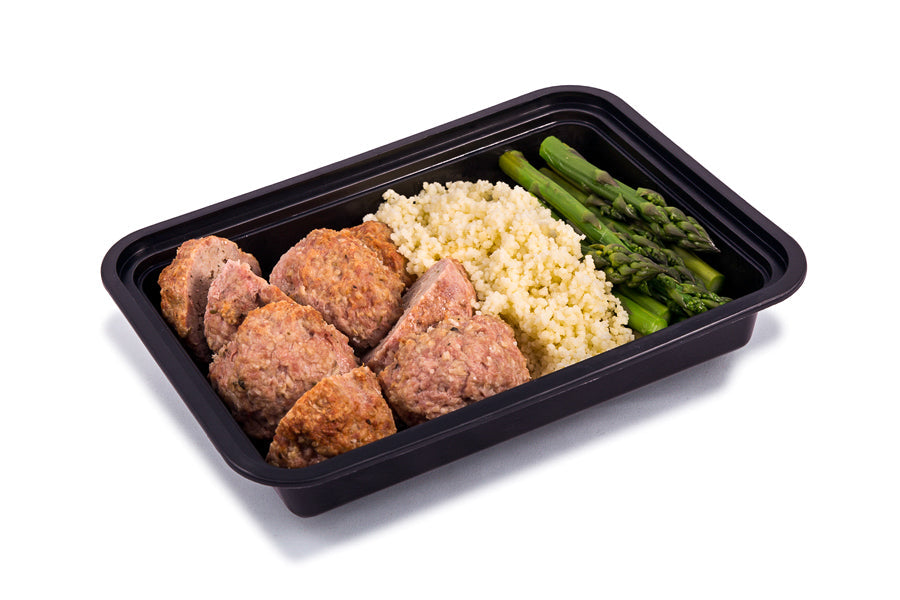 3 Turkey Meatballs, Plain, with Spinach and Brown Rice